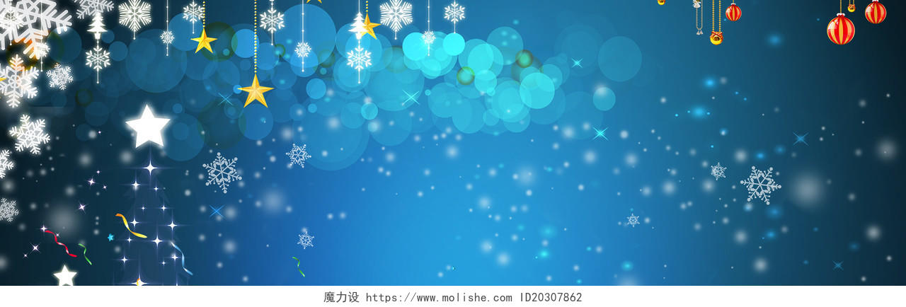 蓝色雪花渐变圣诞节海报背景